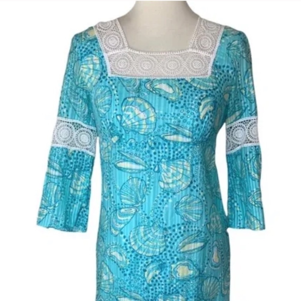 Lilly Pulitzer Aqua Seashell Print Dress